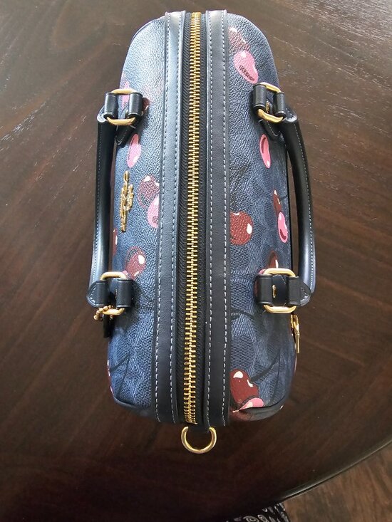 Coach - Rowan Satchel Bag In Signature Denim Canvas With Cherry Print - Picture 2 of 4